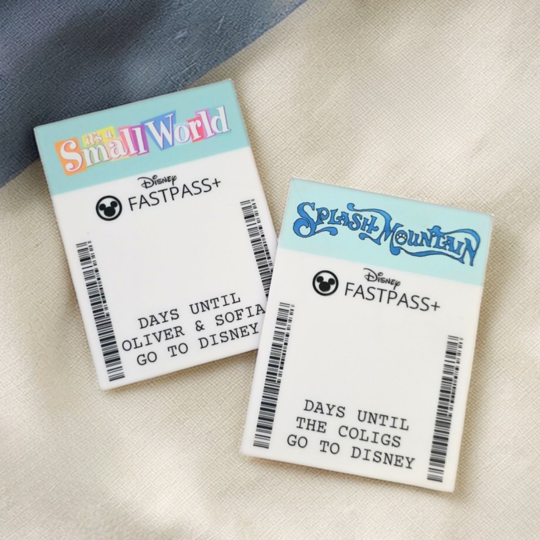 Personalized Theme Park Countdown Pass - Dry Erase Vacation Keepsake Magnet