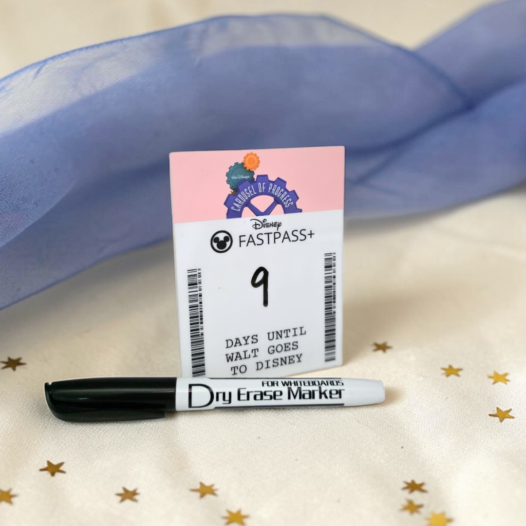Personalized Theme Park Countdown Pass - Dry Erase Vacation Keepsake Magnet