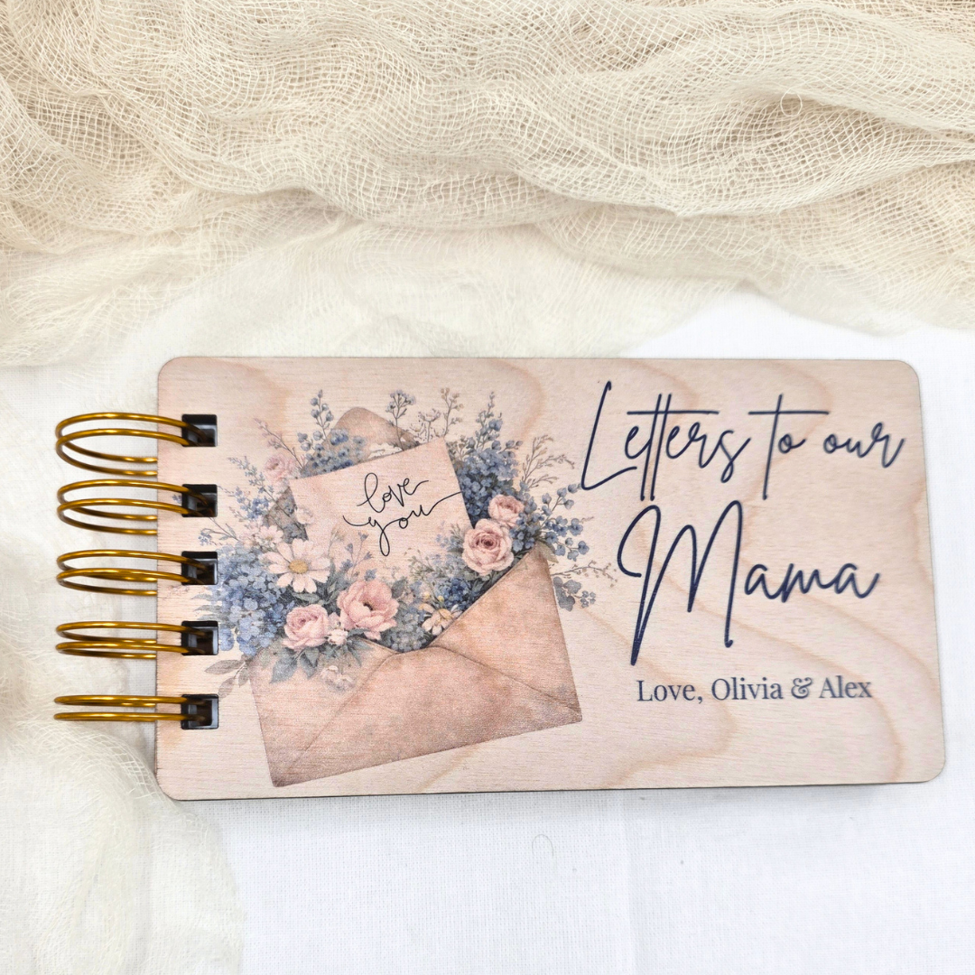 Personalized Letters to Mama Book - Custom Wooden Memory Keepsake Journal - Mother’s Day Gift