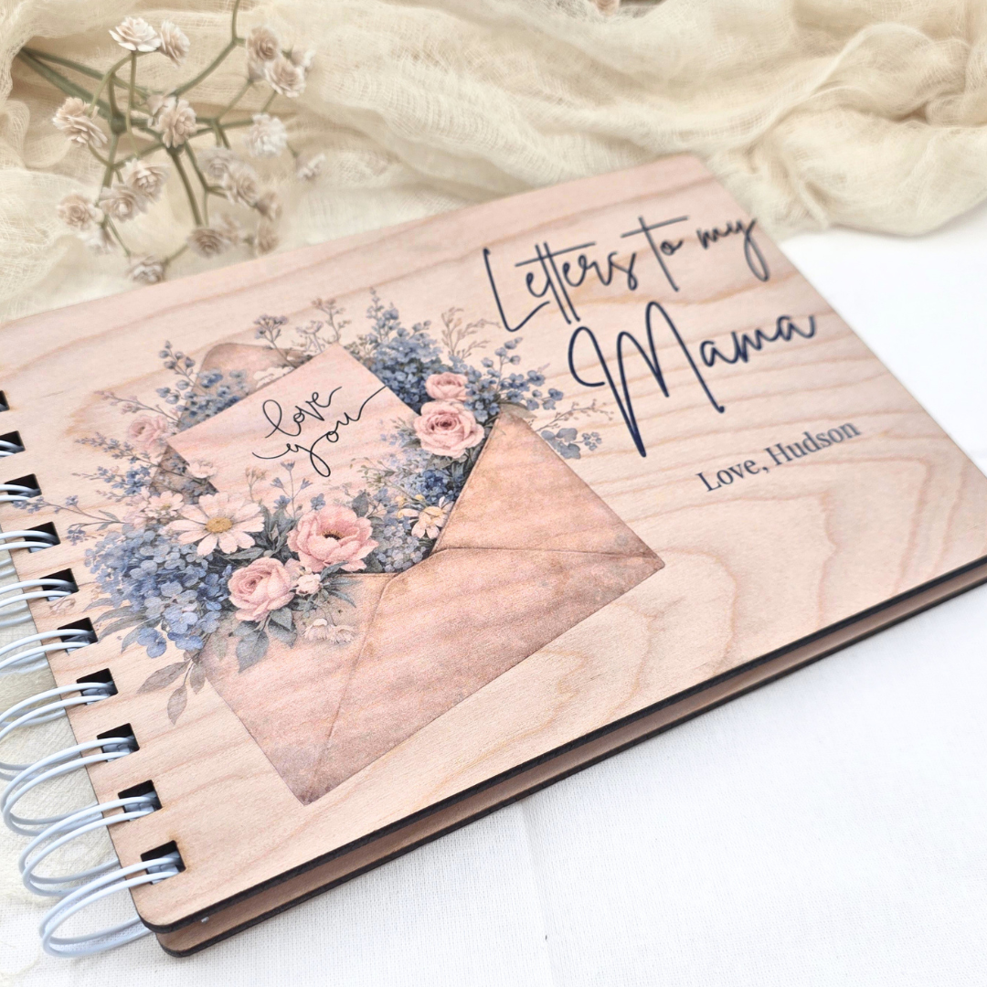 Personalized Letters to Mama Book - Custom Wooden Memory Keepsake Journal - Mother’s Day Gift