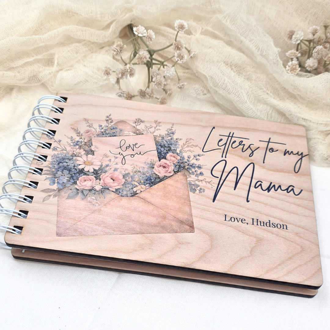 Personalized Letters to Mama Book - Custom Wooden Memory Keepsake Journal - Mother’s Day Gift