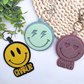 Custom NFC Smiley Face Emergency Contact Tag - Personalized Safety Keychain | Heart Eyes, Lightning Bolt or Classic Face | Tap with Phone