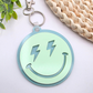 Custom NFC Smiley Face Emergency Contact Tag - Personalized Safety Keychain | Heart Eyes, Lightning Bolt or Classic Face | Tap with Phone