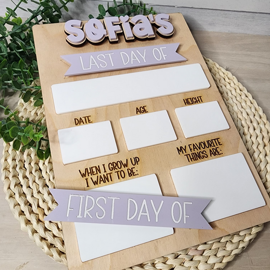 Personalized Large School Board - First & Last Day Photo Prop - Back To School
