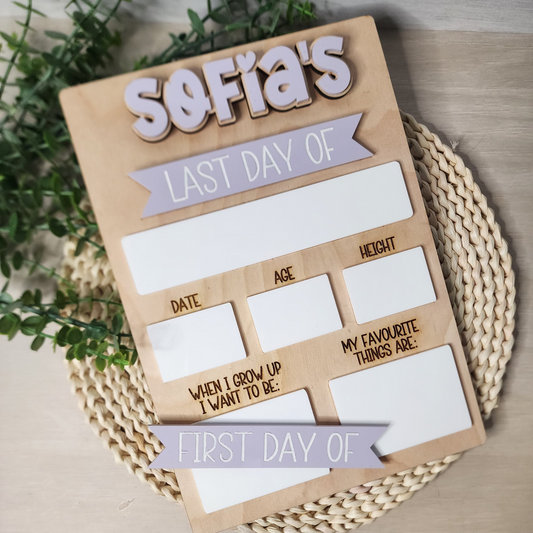 Personalized Large School Board - First & Last Day Photo Prop - Back To School