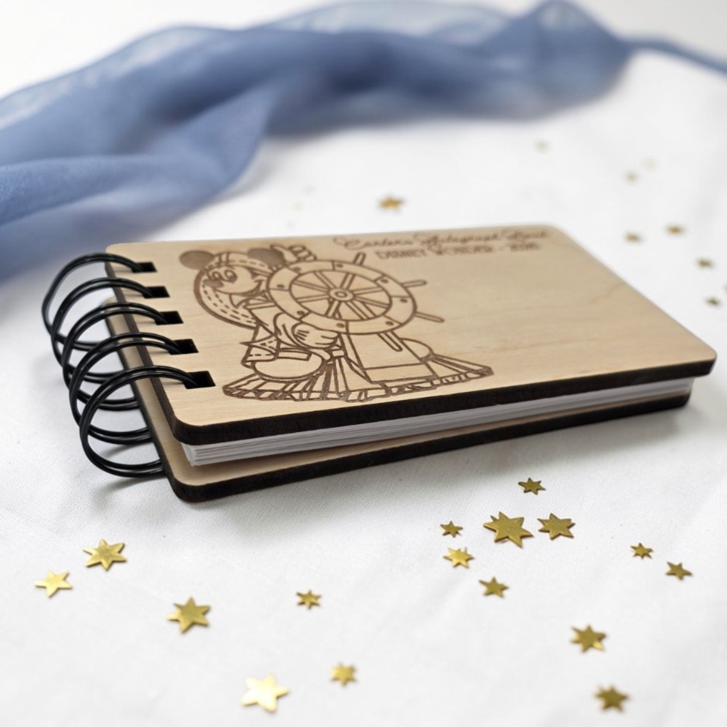 Personalized Cruise Autograph Book for Kids - Engraved Birch Wood Memory Album, Custom Vacation Signature Keepsake Journal