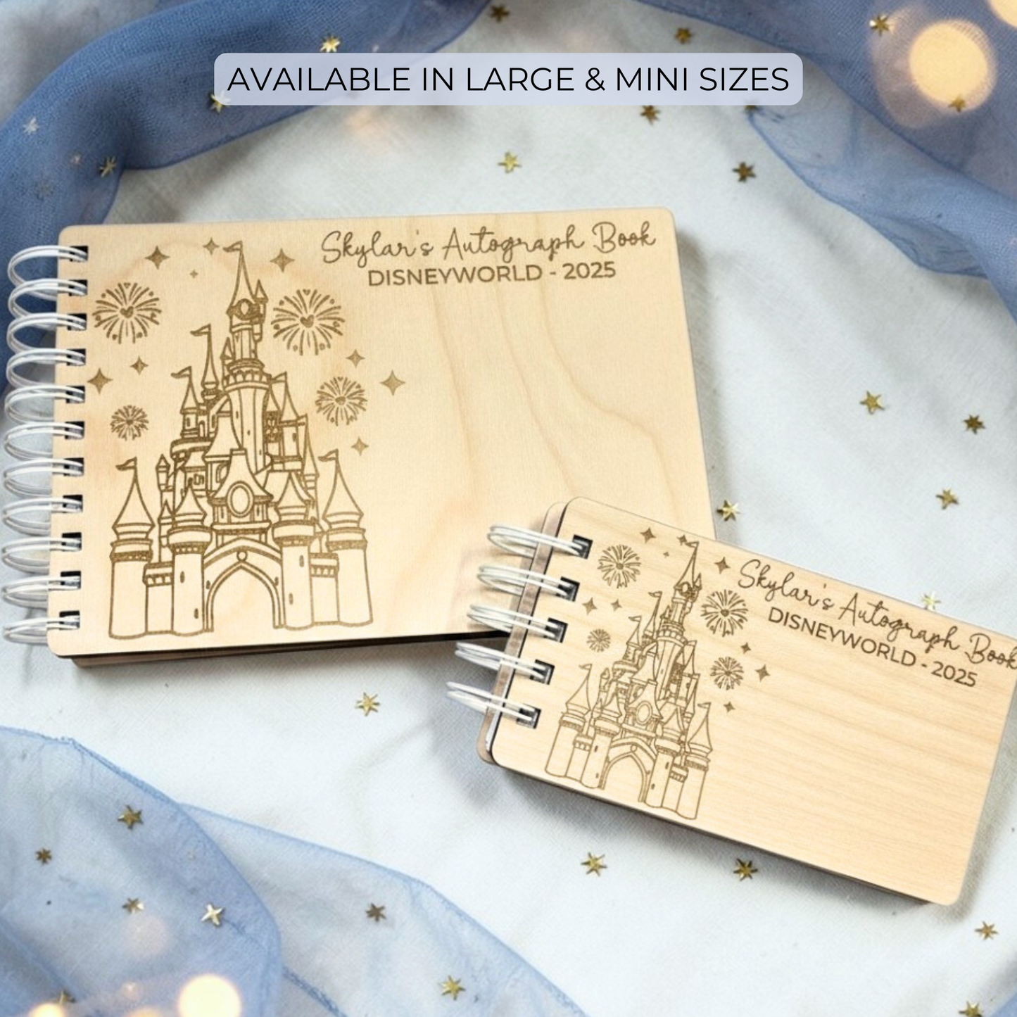 Castlebound Custom Wood Autograph Book - Personalized Theme Park Signature Album | Vacation Memory Keepsake for Kids & Adults