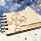 Custom Engraved Line Art Mouse Wood Autograph Book - Personalized Travel Keepsake Journal