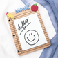 Personalized Teacher Dry Erase Memo Board - Lined Paper Design with Acrylic Name - Apple & Pencil Motif