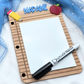 Personalized Teacher Dry Erase Memo Board - Lined Paper Design with Acrylic Name - Apple & Pencil Motif