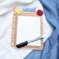 Personalized Teacher Dry Erase Memo Board - Lined Paper Design with Acrylic Name - Apple & Pencil Motif