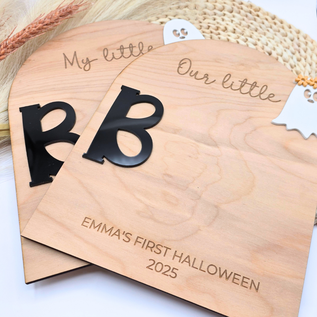 Little Boo Handprint or Footprint Board - Personalized First Halloween Ghost Sign - Baby Keepsake Craft - DIY Spooky Memory