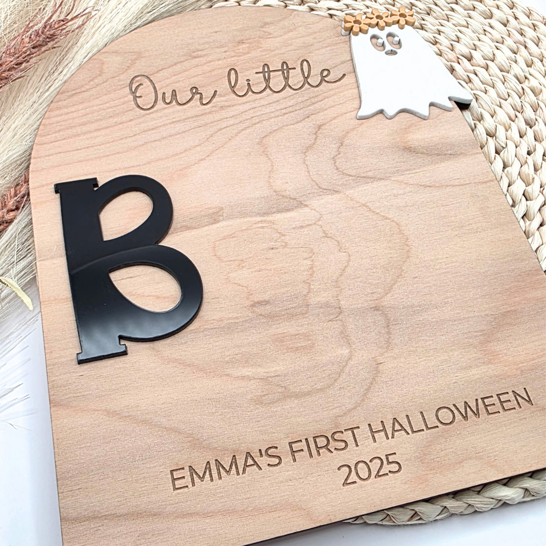 Little Boo Handprint or Footprint Board - Personalized First Halloween Ghost Sign - Baby Keepsake Craft - DIY Spooky Memory