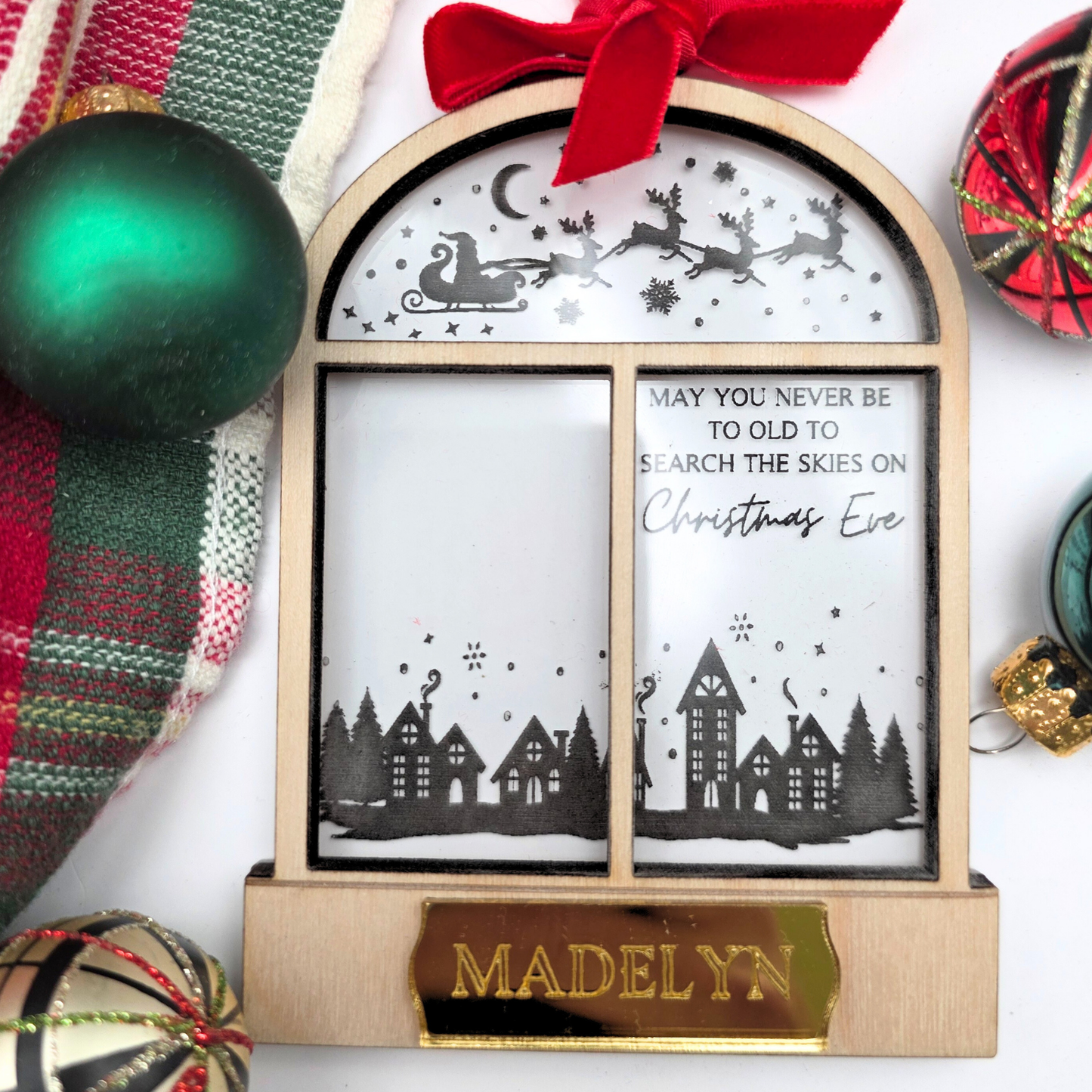Custom Christmas Window Pane Ornament - May You Never Be Too Old To Search The Skies