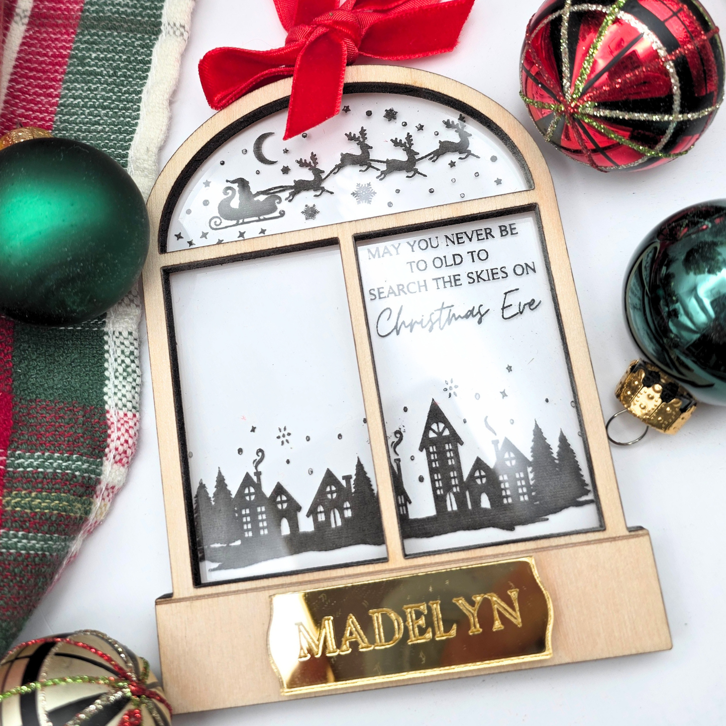 Custom Christmas Window Pane Ornament - May You Never Be Too Old To Search The Skies