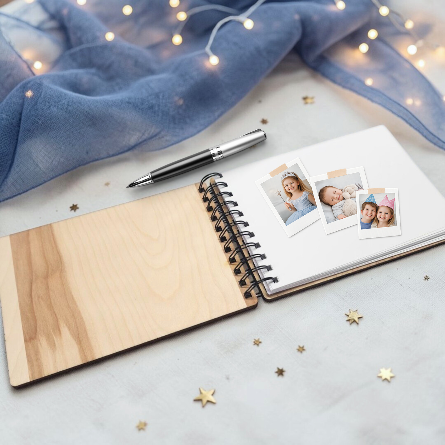 Kids Balloon Memory Book Wood Spiral Keepsake Journal - Personalized Graduation Present