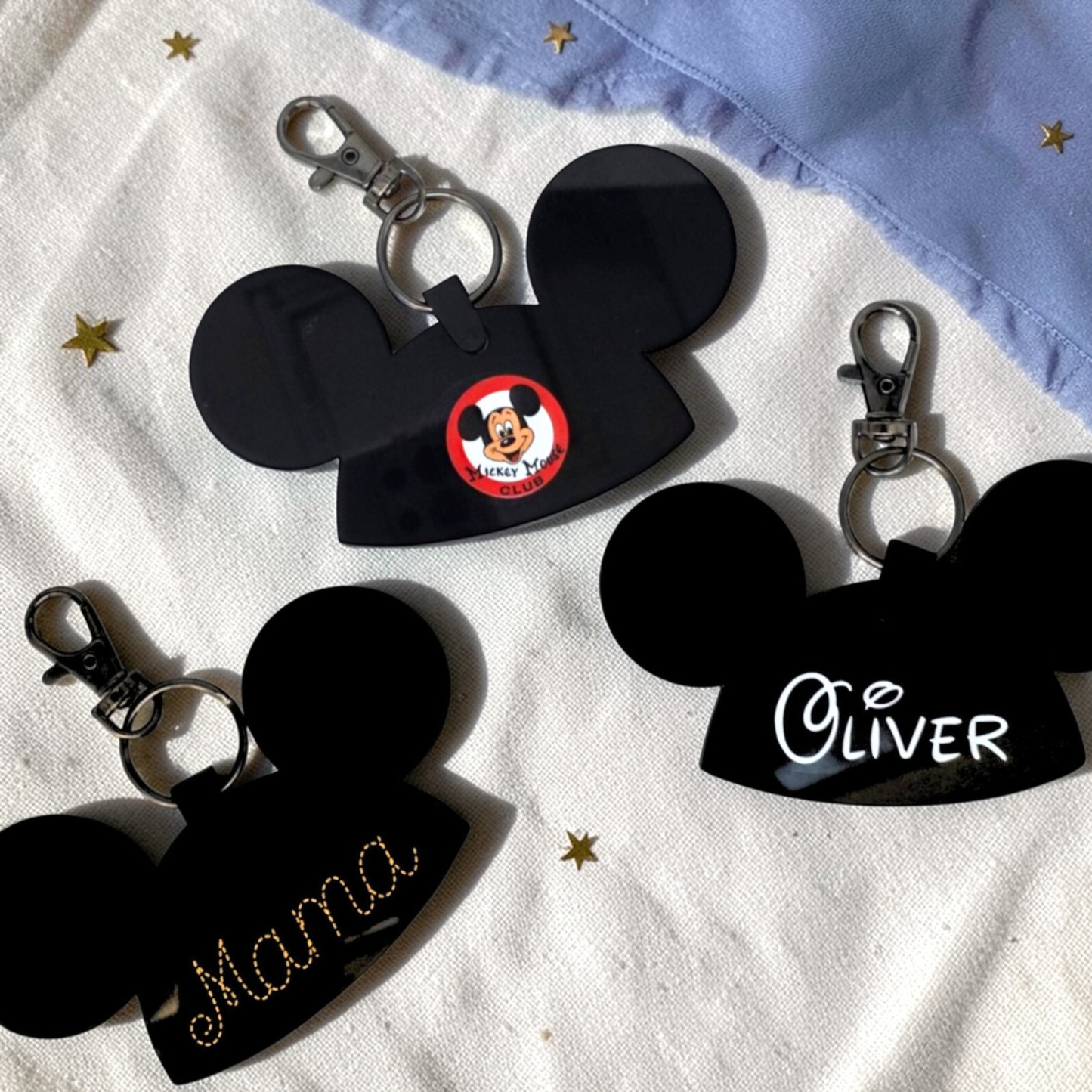 Personalized Mouse Hat Bag Tag - Custom Acrylic Name Keychain