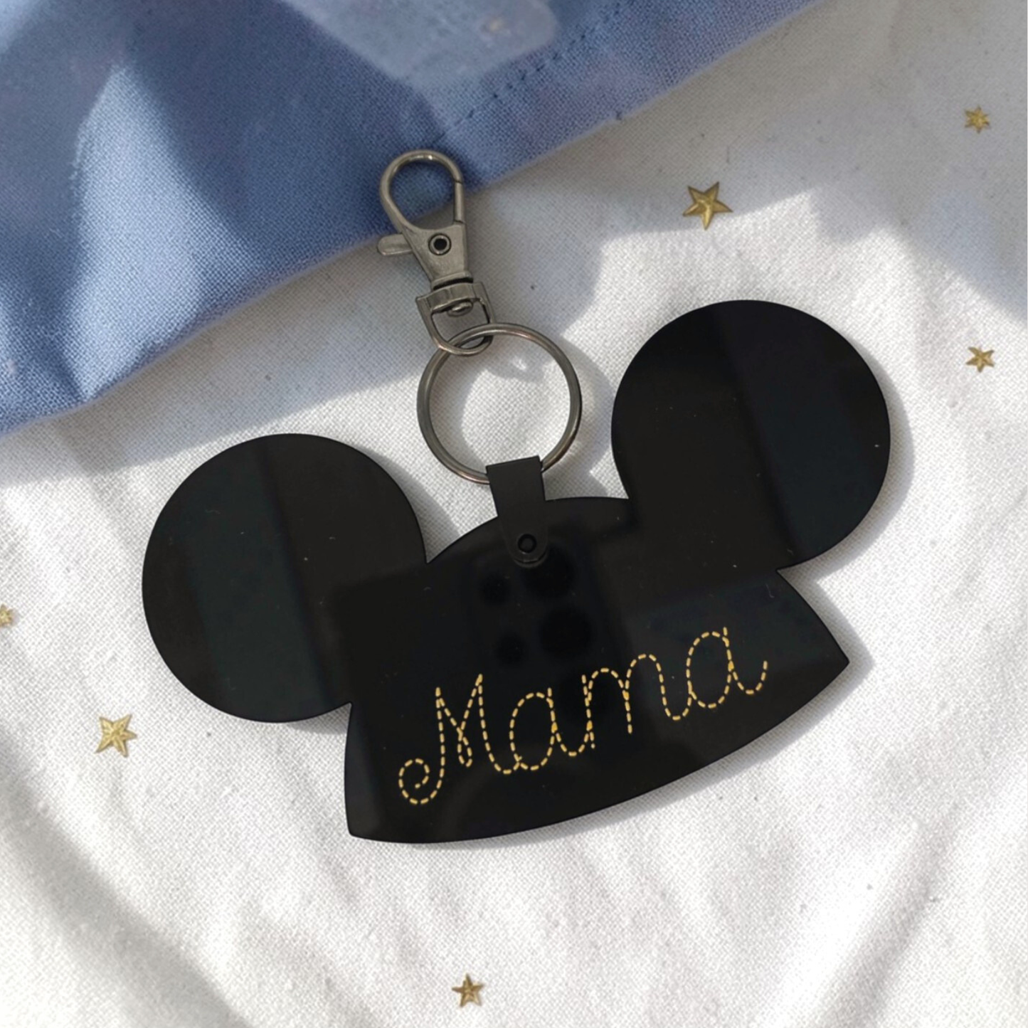 Personalized Mouse Hat Bag Tag - Custom Acrylic Name Keychain
