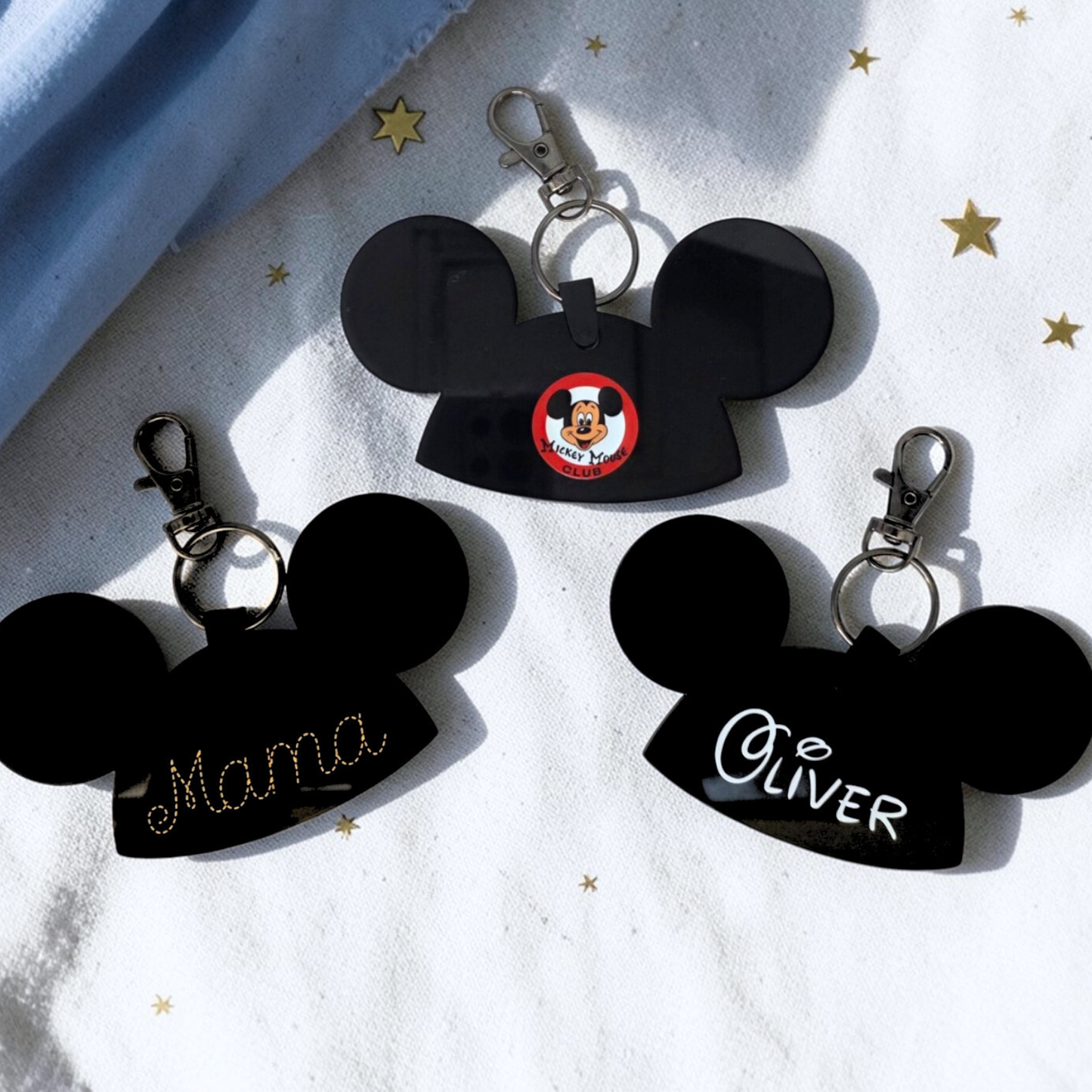 Personalized Mouse Hat Bag Tag - Custom Acrylic Name Keychain