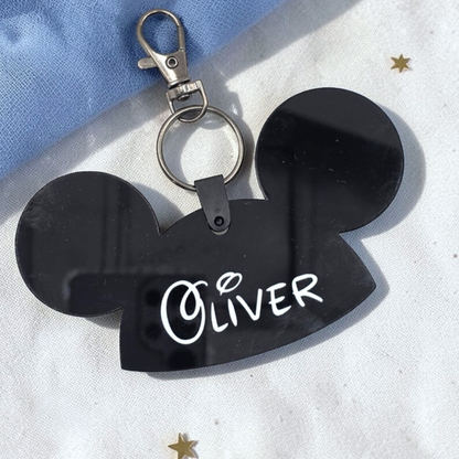 Personalized Mouse Hat Bag Tag - Custom Acrylic Name Keychain