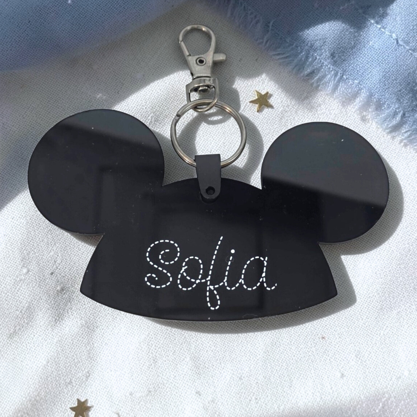 Personalized Mouse Hat Bag Tag - Custom Acrylic Name Keychain