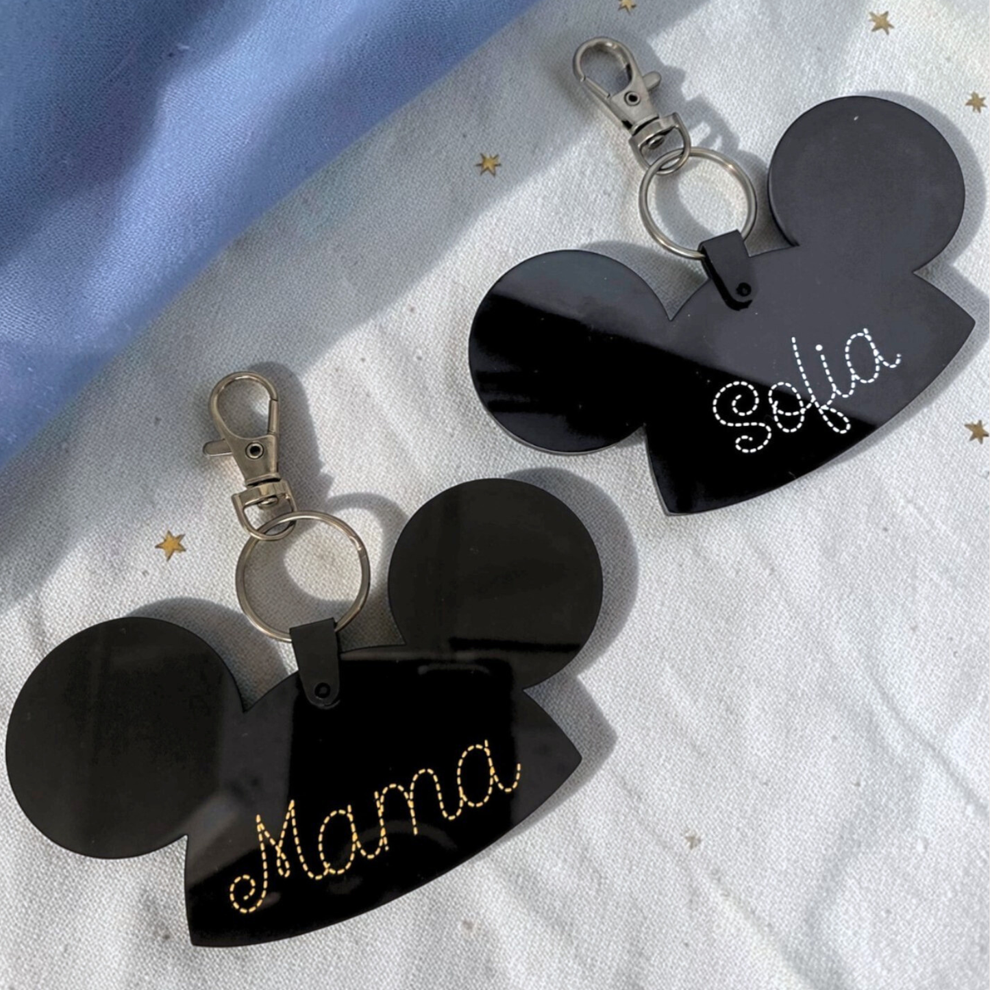 Personalized Mouse Hat Bag Tag - Custom Acrylic Name Keychain