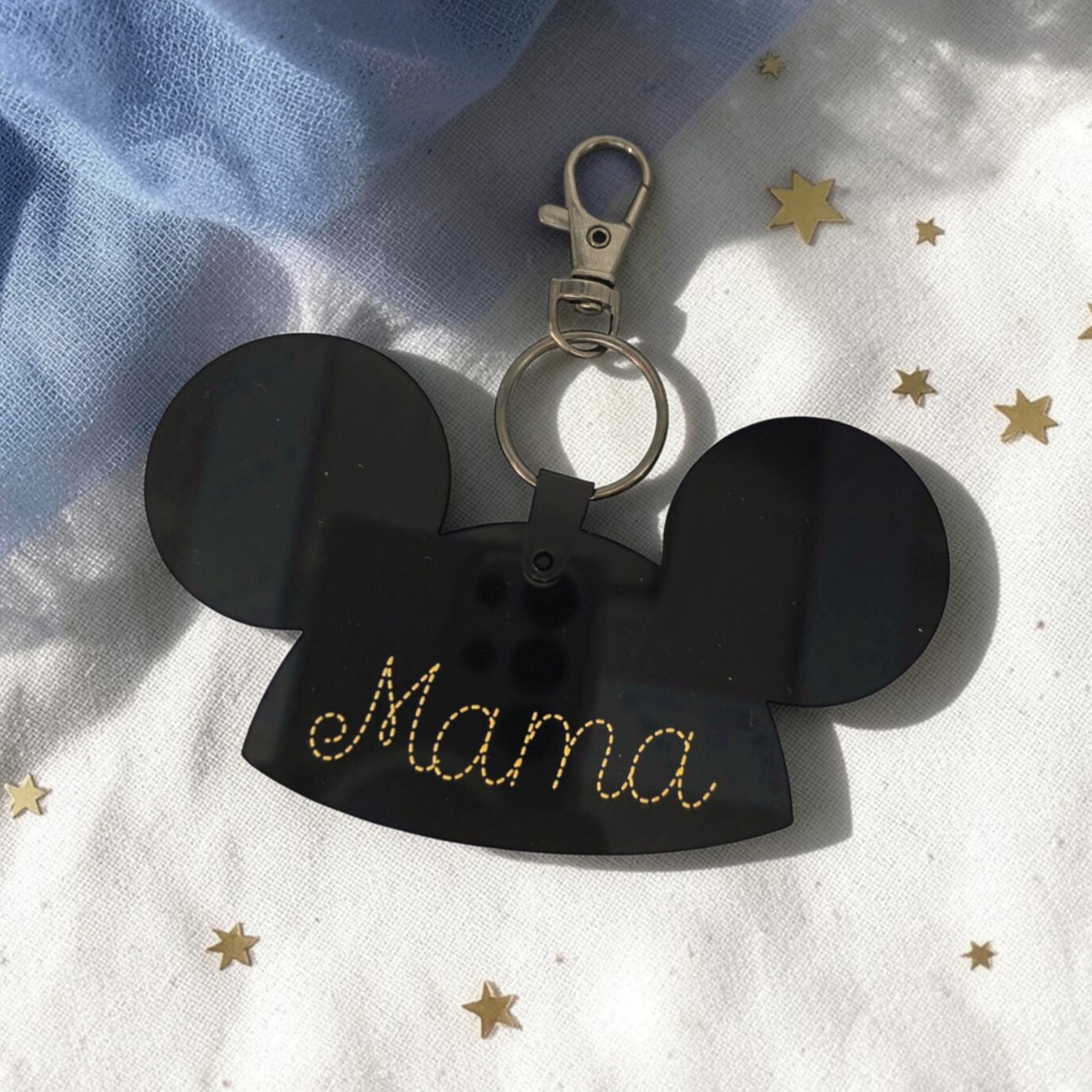 Personalized Mouse Hat Bag Tag - Custom Acrylic Name Keychain