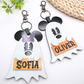 Personalized Ghost Halloween Bag Tag - Boo Basket Name Tag  - Cute Ghost Keychain - Glitter Bow or Classic Ears  - Spooky Gift Idea