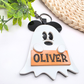 Personalized Ghost Halloween Bag Tag - Boo Basket Name Tag  - Cute Ghost Keychain - Glitter Bow or Classic Ears  - Spooky Gift Idea