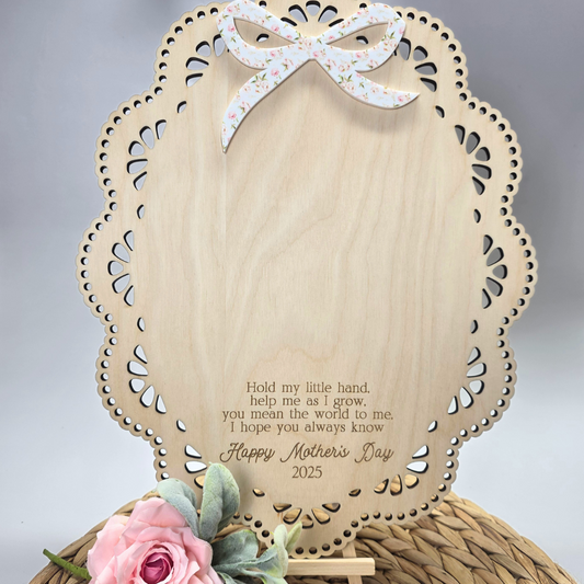 Mother's Day Lace & Bow DIY Handprint Sign