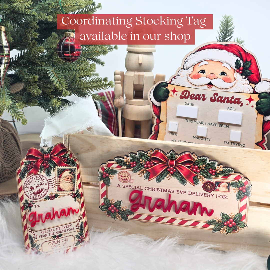 Personalized Wooden Santa Special Delivery Christmas Eve Crate Sign - Custom Christmas Box Name Plaque