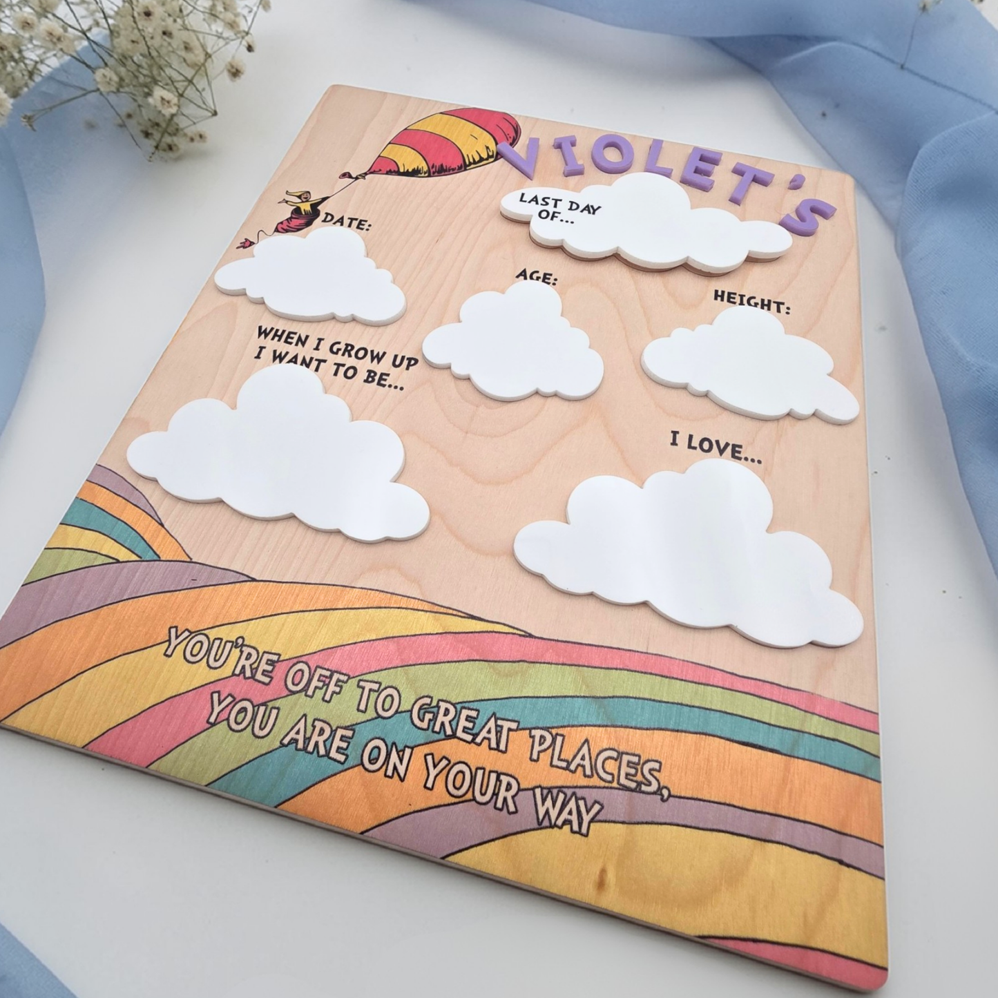 First Day Last Day School Sign Board - Personalized Milestone Dry Erase Photo Prop