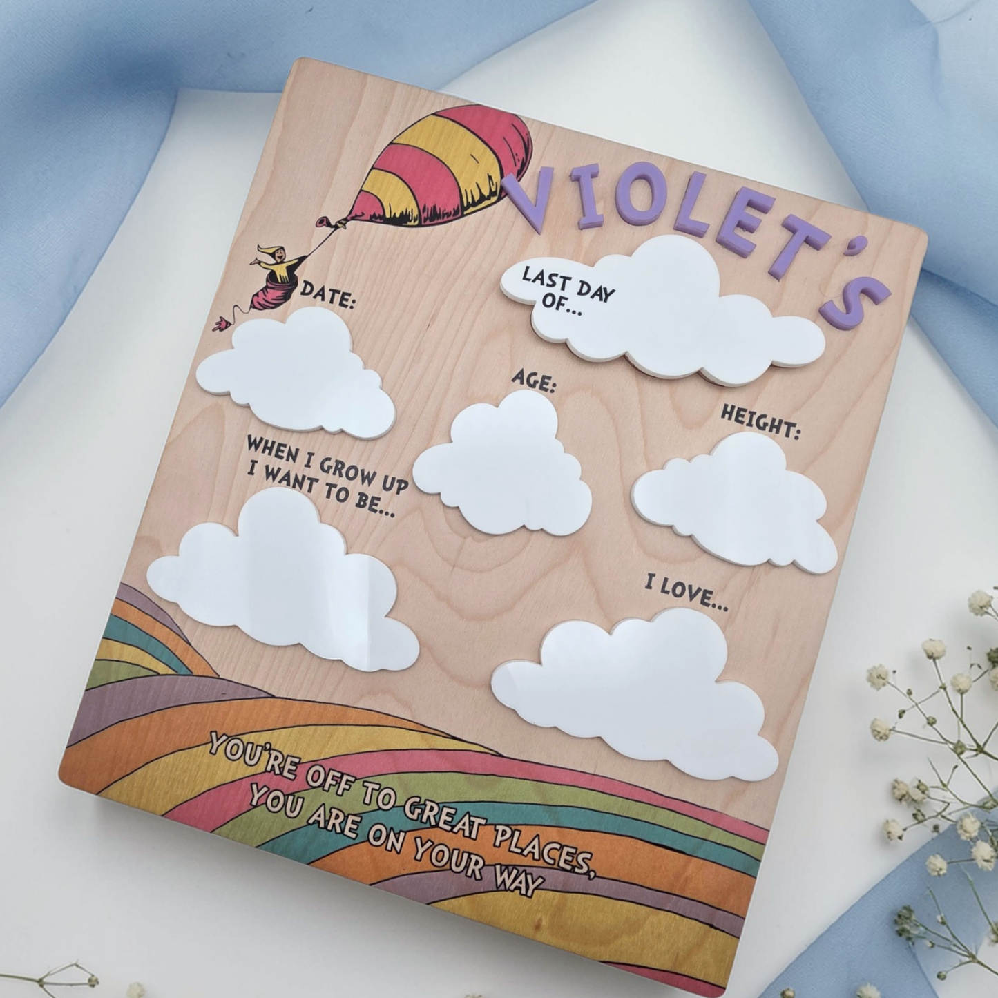 First Day Last Day School Sign Board - Personalized Milestone Dry Erase Photo Prop