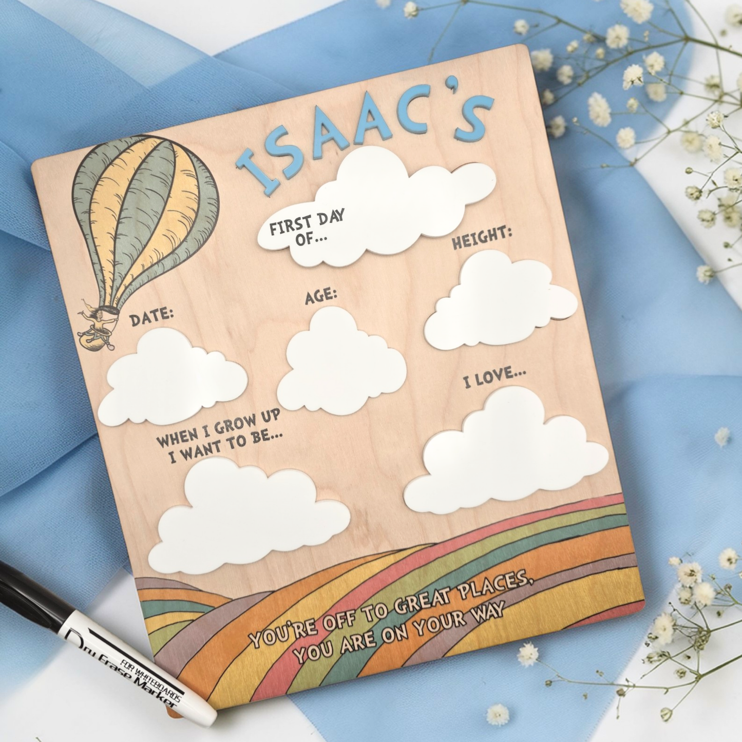 First Day Last Day School Sign Board - Personalized Milestone Dry Erase Photo Prop