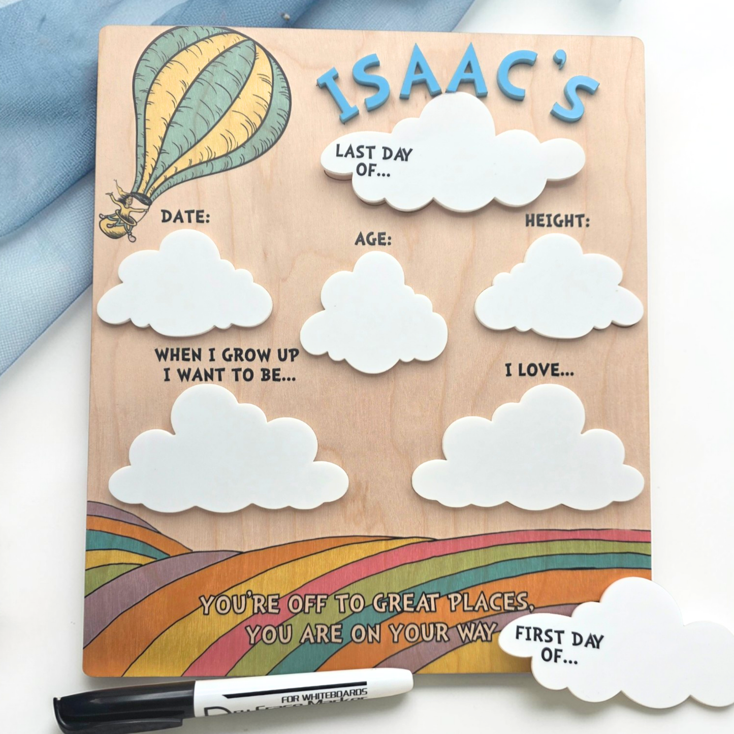 First Day Last Day School Sign Board - Personalized Milestone Dry Erase Photo Prop