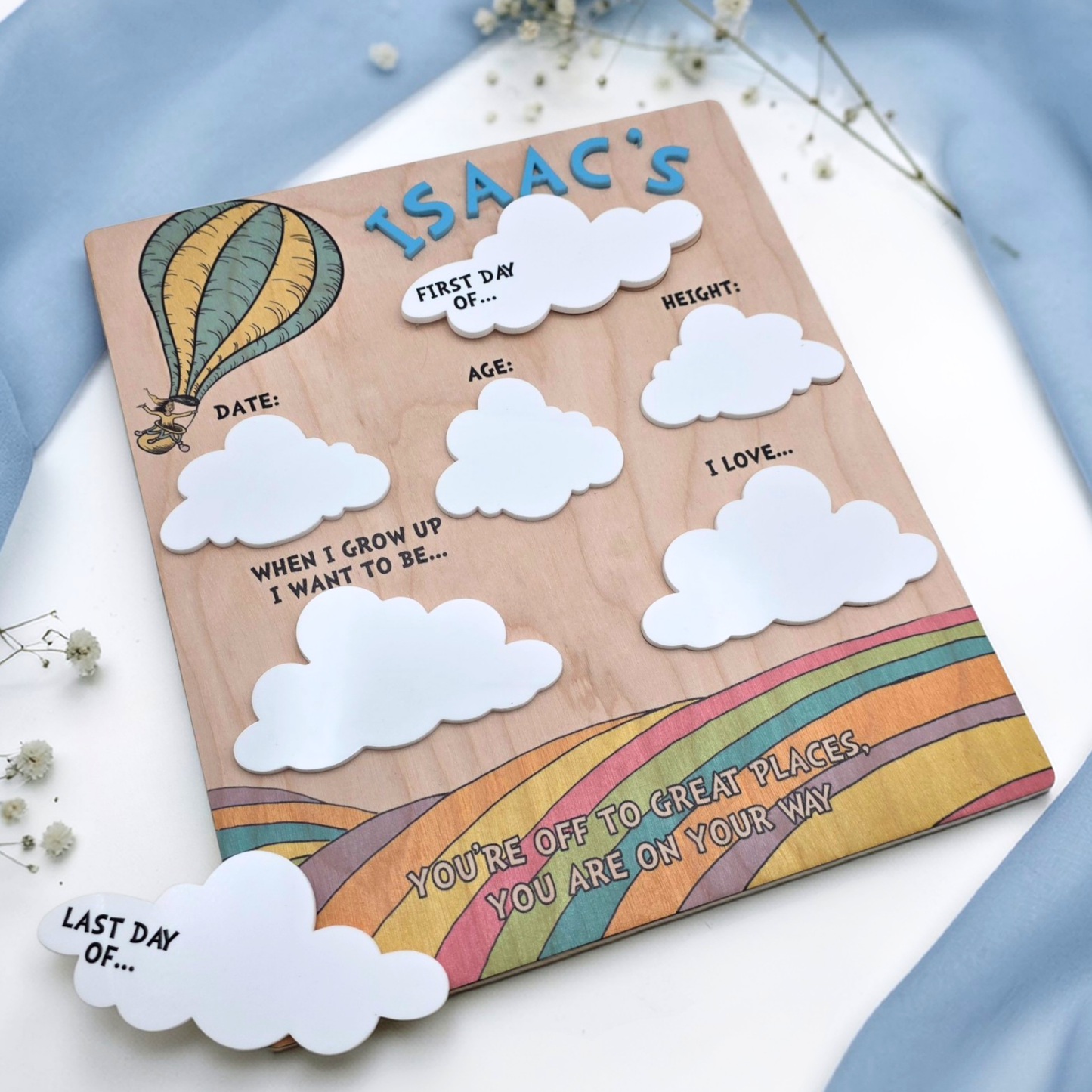 First Day Last Day School Sign Board - Personalized Milestone Dry Erase Photo Prop