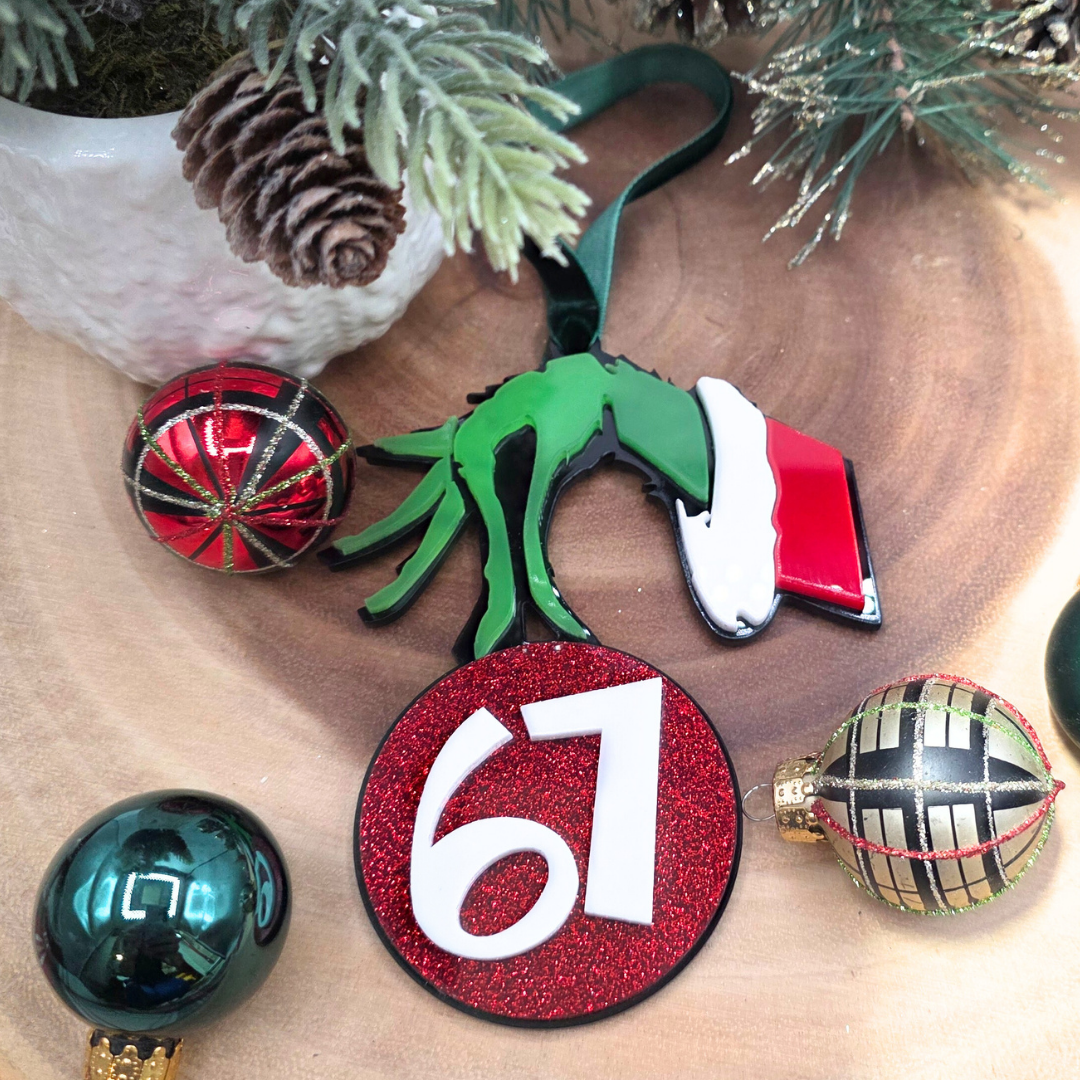 Custom “Mischievous Holiday Hand” Ornament - Personalized Layered Acrylic Christmas Ornament
