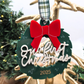 Our First Christmas Ornament - Personalized Acrylic Wreath with Bow & Year Hand-Painted Gold Detail - Couple’s Holiday Keepsake