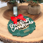 Our First Christmas Ornament - Personalized Acrylic Wreath with Bow & Year Hand-Painted Gold Detail - Couple’s Holiday Keepsake