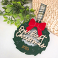 Our First Christmas Ornament - Personalized Acrylic Wreath with Bow & Year Hand-Painted Gold Detail - Couple’s Holiday Keepsake