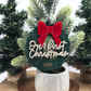 Our First Christmas Ornament - Personalized Acrylic Wreath with Bow & Year Hand-Painted Gold Detail - Couple’s Holiday Keepsake