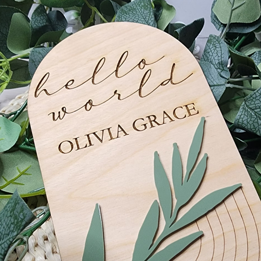 Hello World Baby Announcement Sign