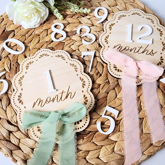 Oval Lace Baby Milestone Marker Set