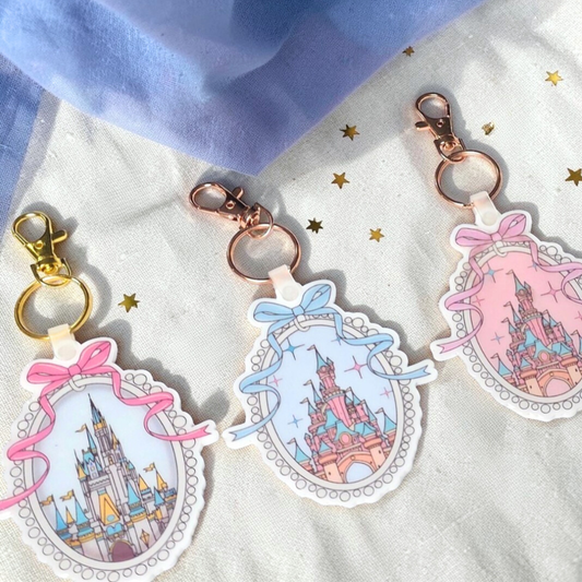 Coquette Park Icon Acrylic Keyring - Castle Travel Charm Bag Tag