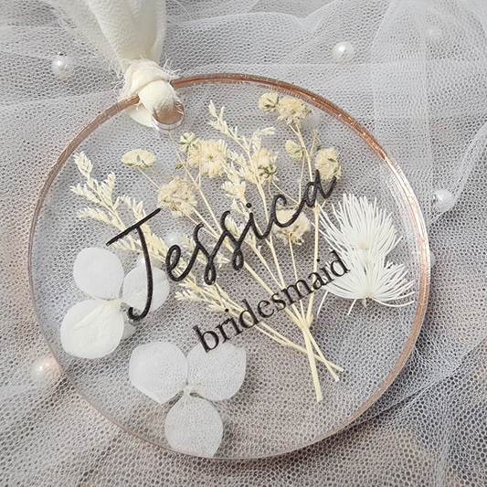 Pressed Flower Custom Name Ornament