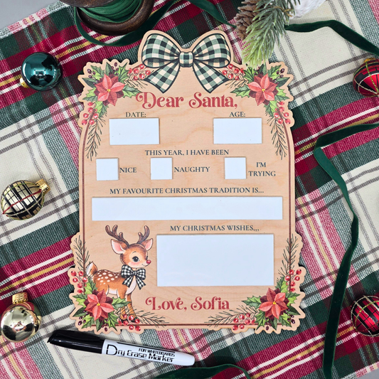 Personalized Dear Santa Board - Reusable Christmas Wish List - Kids Christmas Eve Tradition Photo Prop