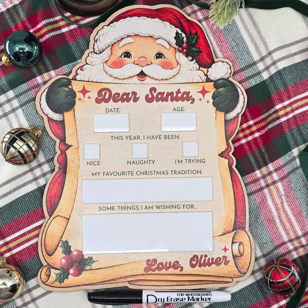 Retro Santa Custom Dear Santa Board - Christmas Eve Photo Prop Sign