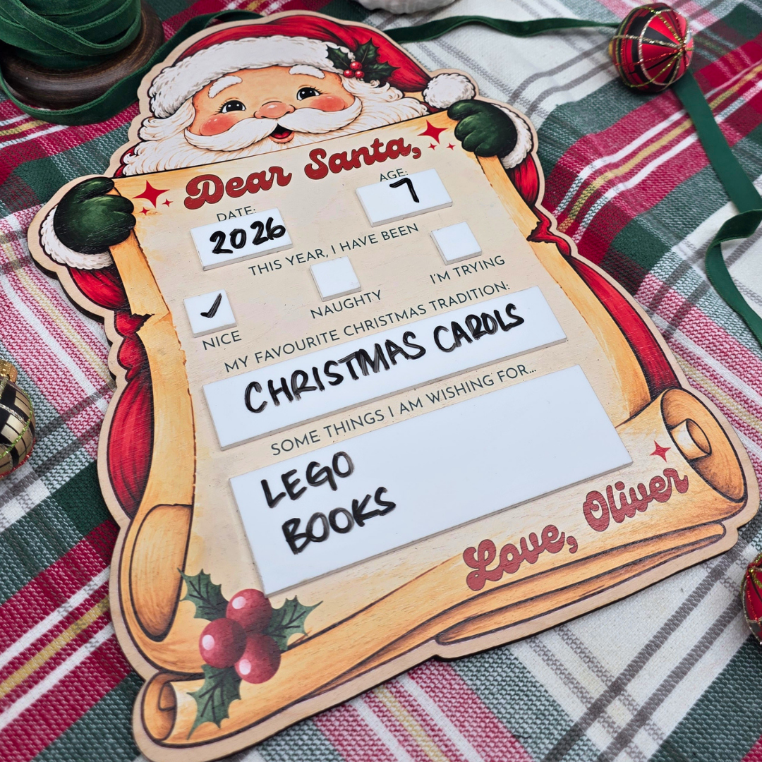 Retro Santa Custom Dear Santa Board - Christmas Eve Photo Prop Sign