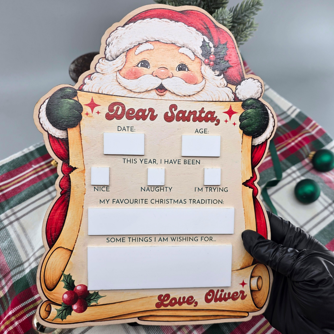 Retro Santa Custom Dear Santa Board - Christmas Eve Photo Prop Sign
