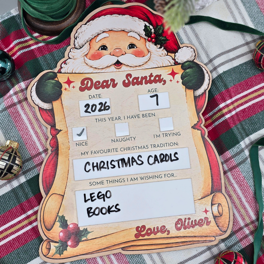 Retro Santa Custom Dear Santa Board - Christmas Eve Photo Prop Sign